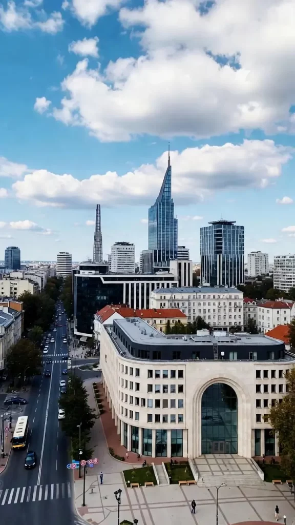 Vista aérea de Bucarest — capital económica y empresarial de Rumanía