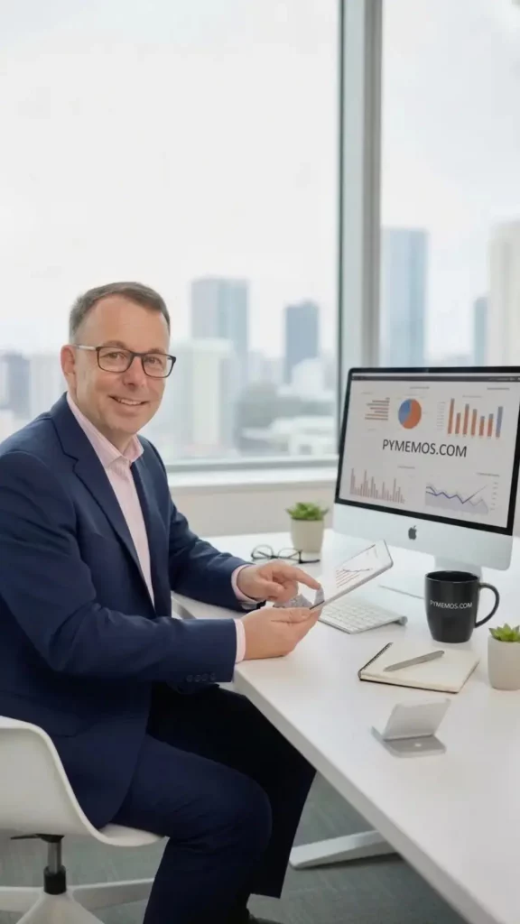 Asesor de Pymemos trabajando en oficina consultoría empresarial y fiscal